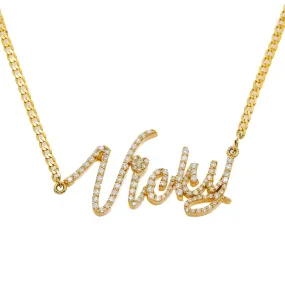 10K OR 14K GOLD UNISEX NAME PENDANT WITH DIAMONDS