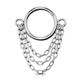 16G Dangle Triple Chain Style Septum Nose Ring