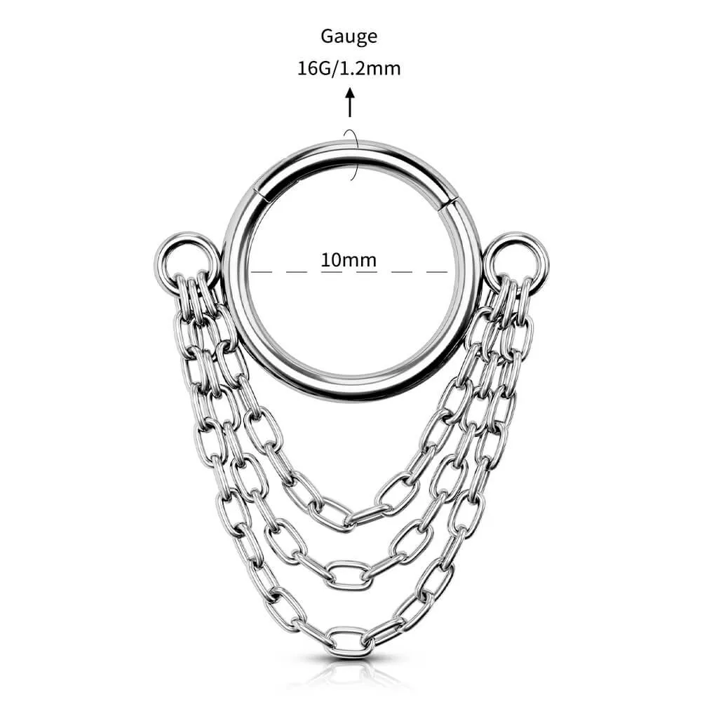 16G Dangle Triple Chain Style Septum Nose Ring