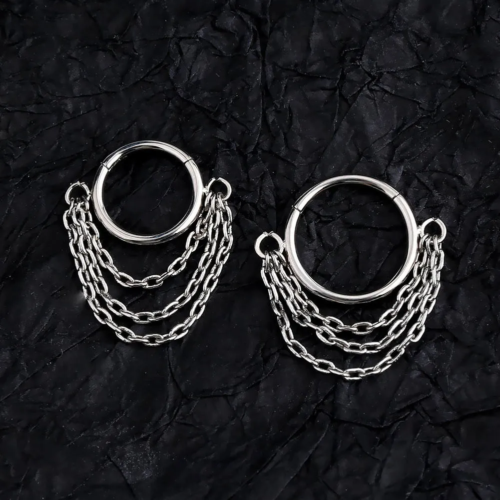 16G Dangle Triple Chain Style Septum Nose Ring