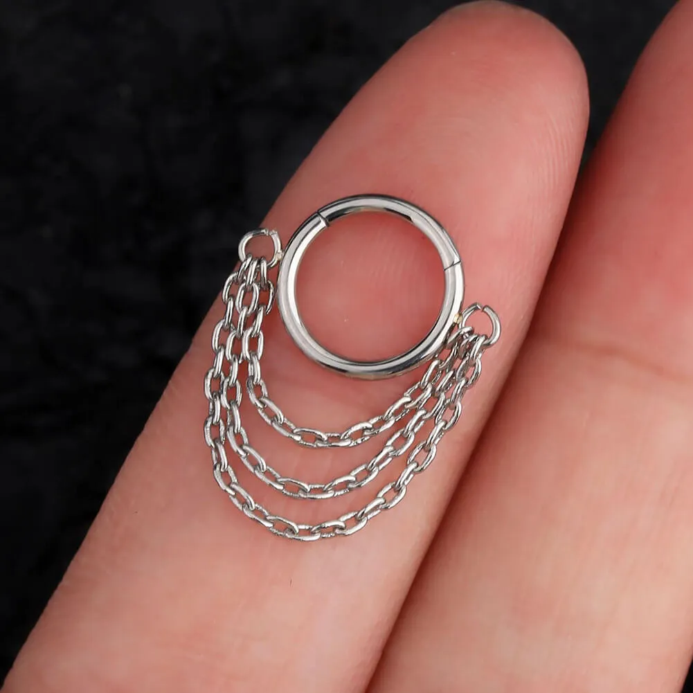 16G Dangle Triple Chain Style Septum Nose Ring