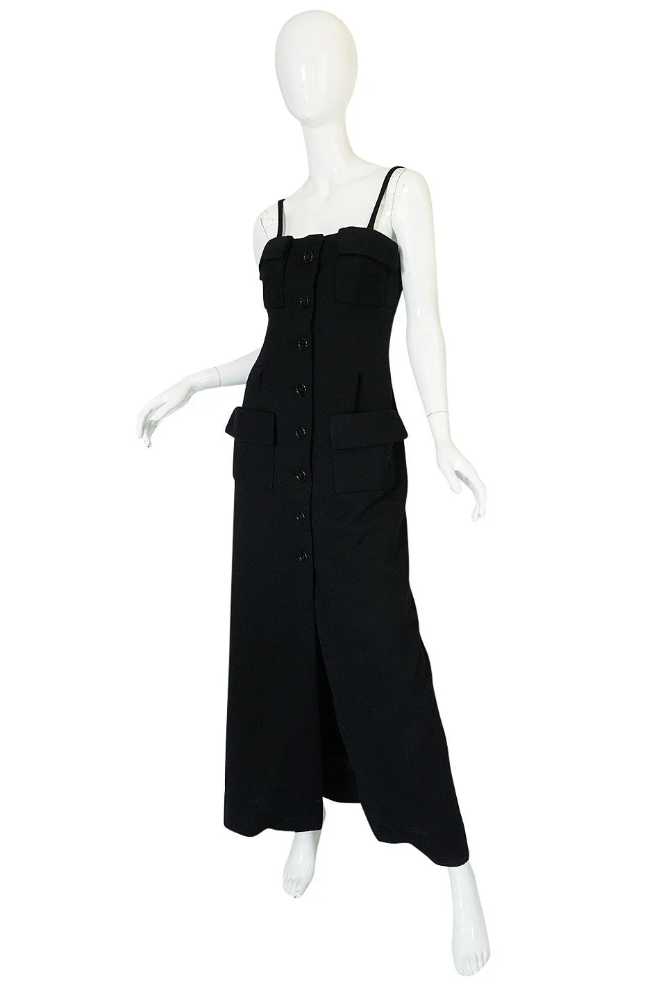 1960s Geoffrey Beene Button Front Black Boutique Dress