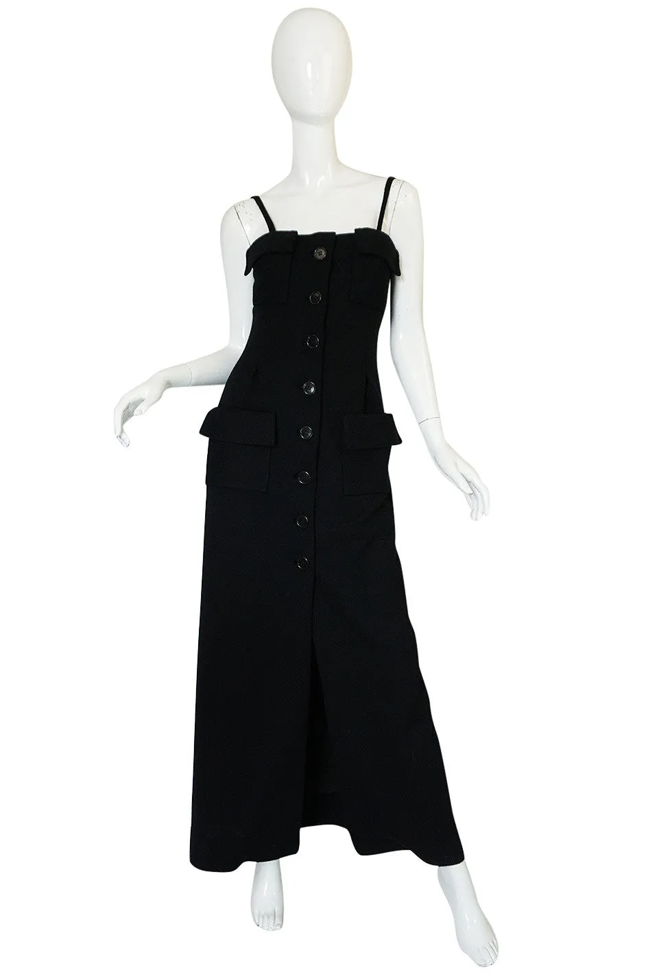 1960s Geoffrey Beene Button Front Black Boutique Dress