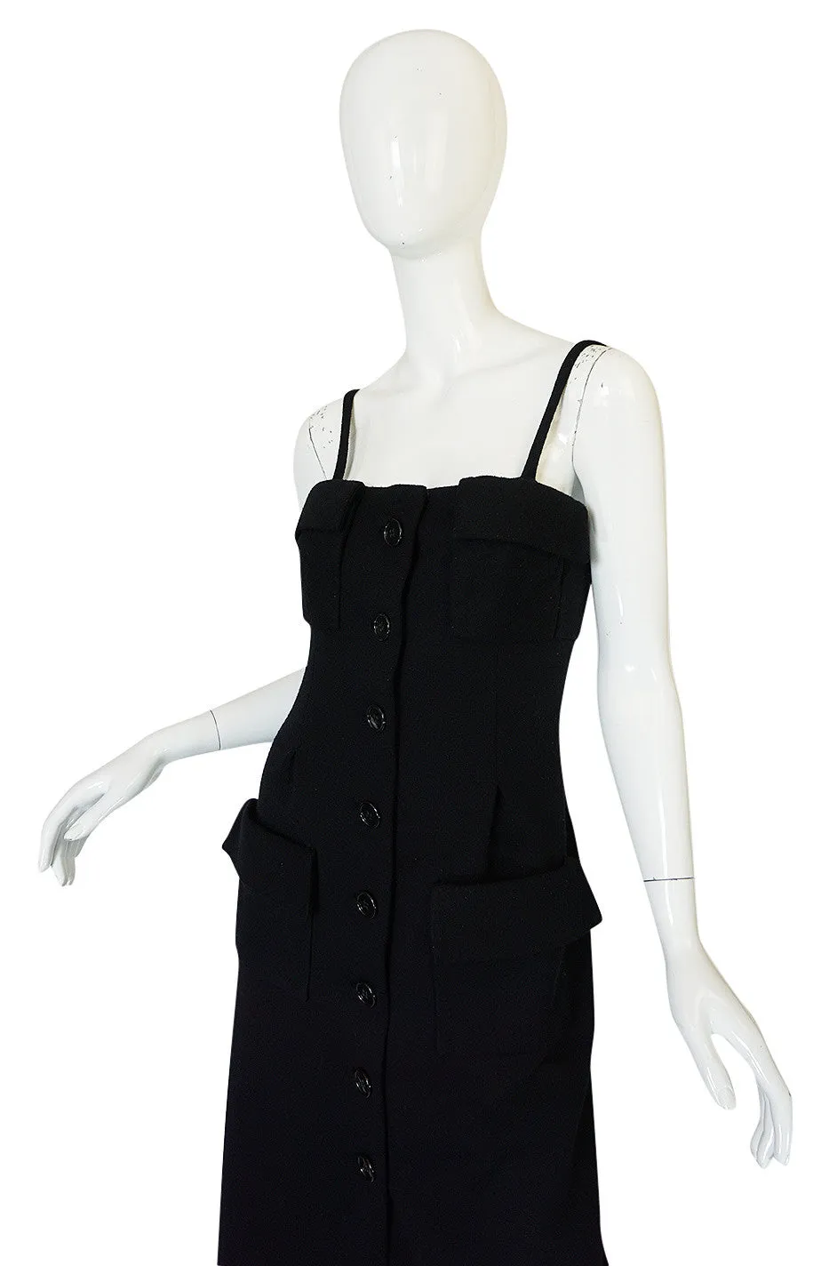 1960s Geoffrey Beene Button Front Black Boutique Dress