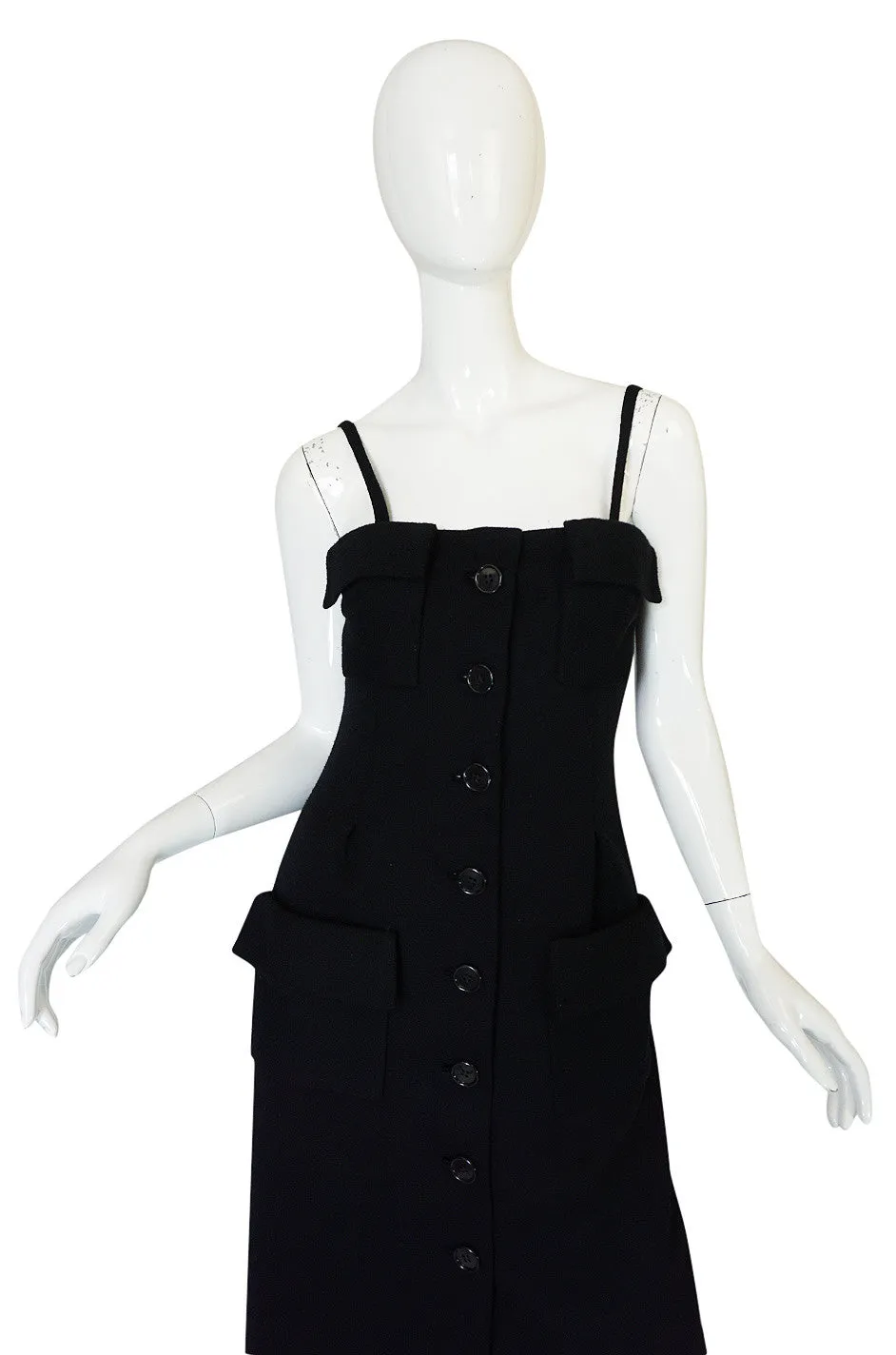 1960s Geoffrey Beene Button Front Black Boutique Dress