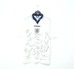 1995 ENGLAND Vintage Umbro Home MATCH WORN/ISSUED/SIGNED Football Shirt (XL)