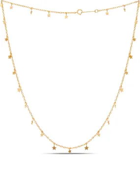 22k Yellow Gold Dangling Star Sequins Necklace