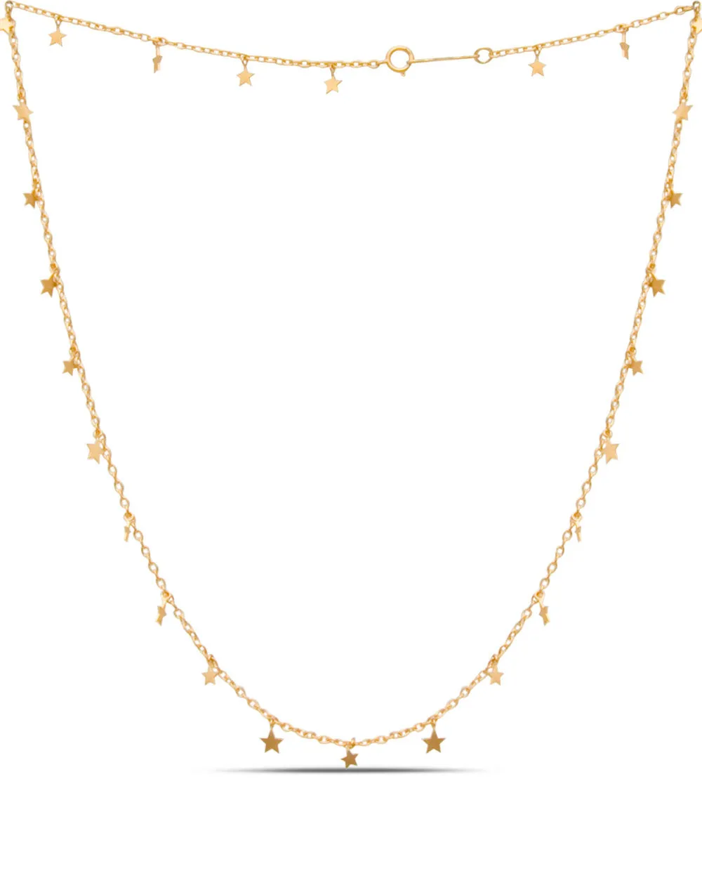 22k Yellow Gold Dangling Star Sequins Necklace