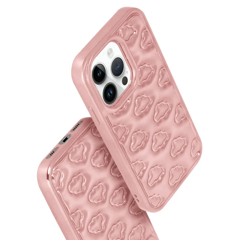 3D Cute Cloud Pattern Back Cover for Apple iPhone 15 Pro