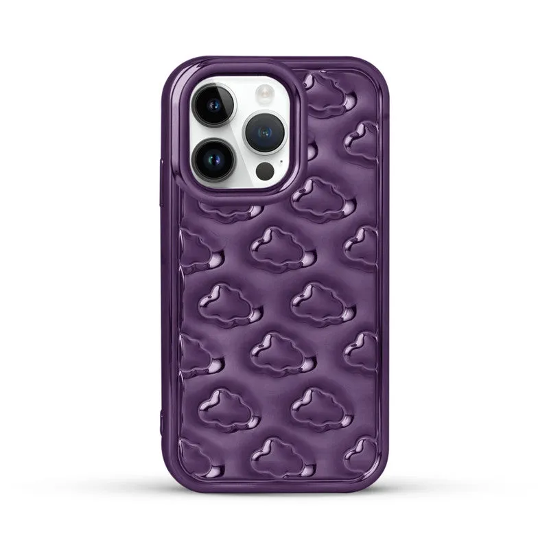 3D Cute Cloud Pattern Back Cover for Apple iPhone 15 Pro