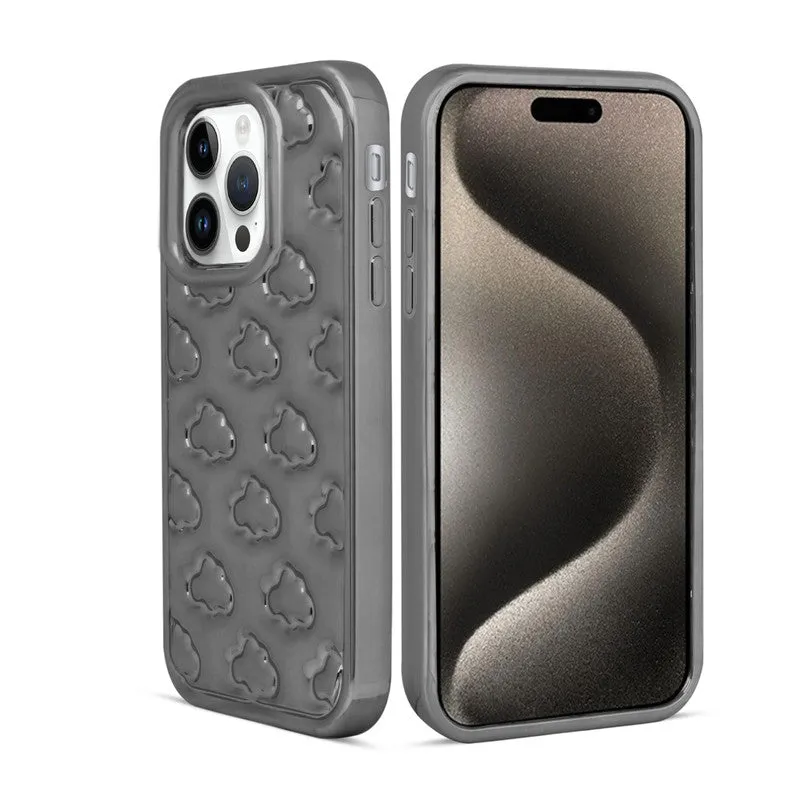 3D Cute Cloud Pattern Back Cover for Apple iPhone 15 Pro