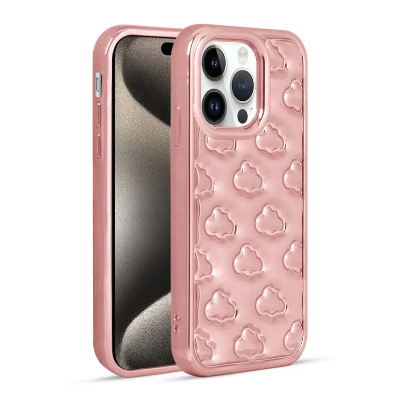 3D Cute Cloud Pattern Back Cover for Apple iPhone 15 Pro