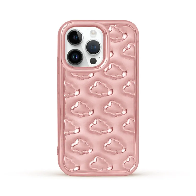 3D Cute Cloud Pattern Back Cover for Apple iPhone 15 Pro