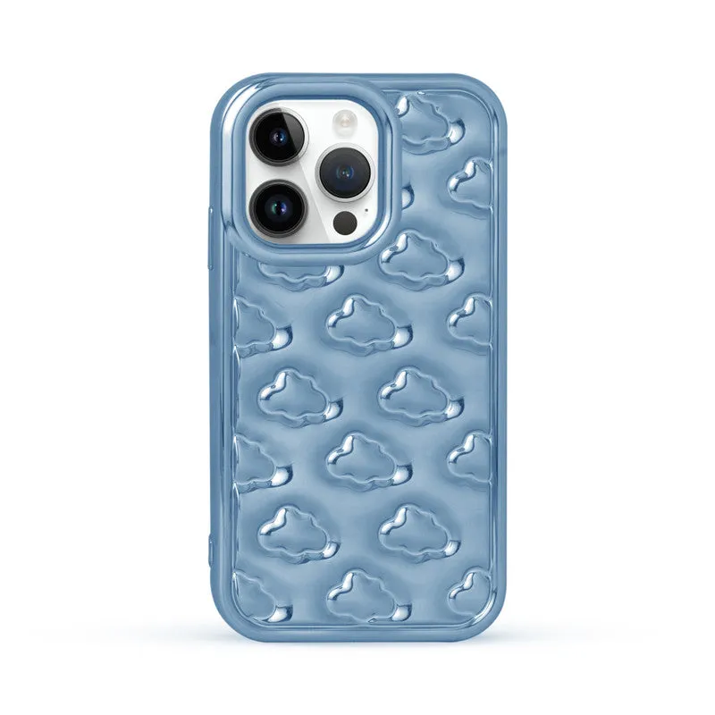 3D Cute Cloud Pattern Back Cover for Apple iPhone 15 Pro