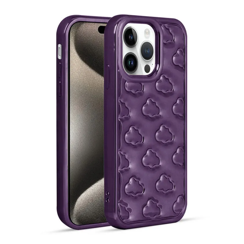 3D Cute Cloud Pattern Back Cover for Apple iPhone 15 Pro