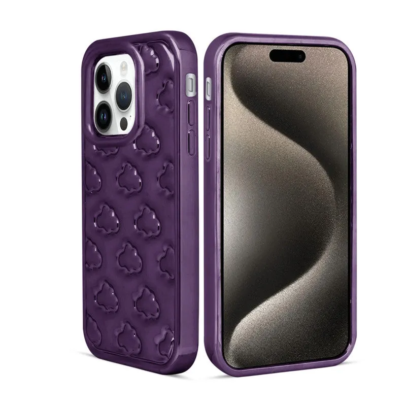 3D Cute Cloud Pattern Back Cover for Apple iPhone 15 Pro