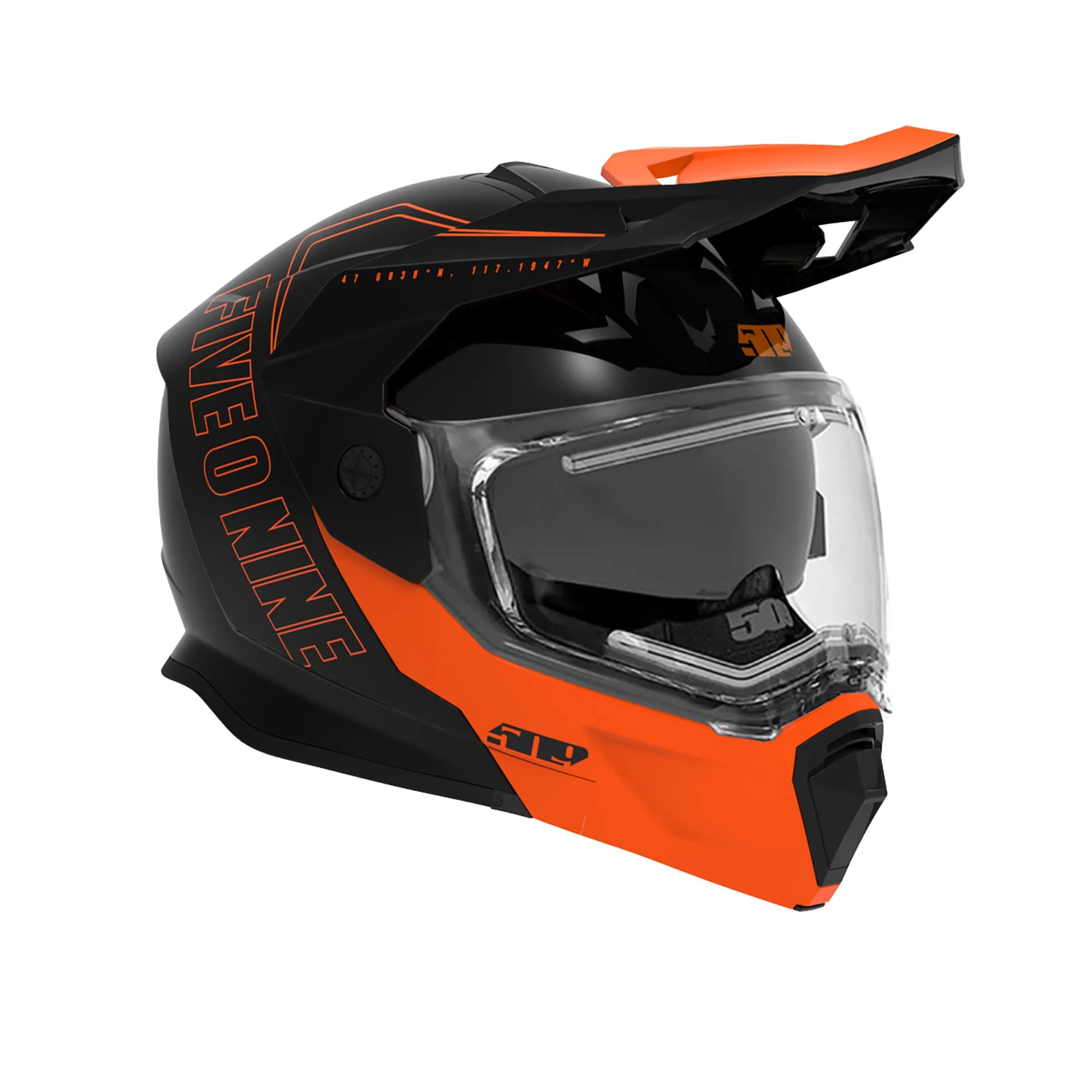 509  Delta R4 Ignite Snowmobile Helmet Fidlock Dual Pane Electric Shield Orange FMVSS 218