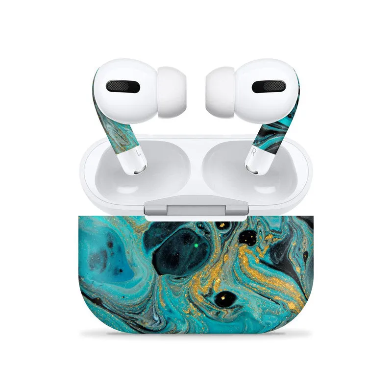 Airpods Pro Blue Gold Skin