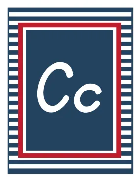 Alphabet Letters Italic | Preppy Nautical Red and Navy Blue | UPRINT | Schoolgirl Style