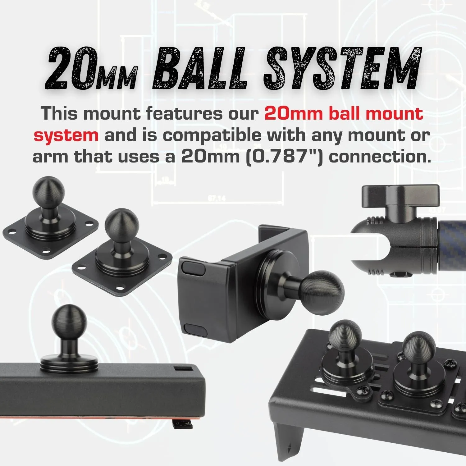 AMPS-Compatible Low Profile Universal Device Mount with Interlocking Fastener System