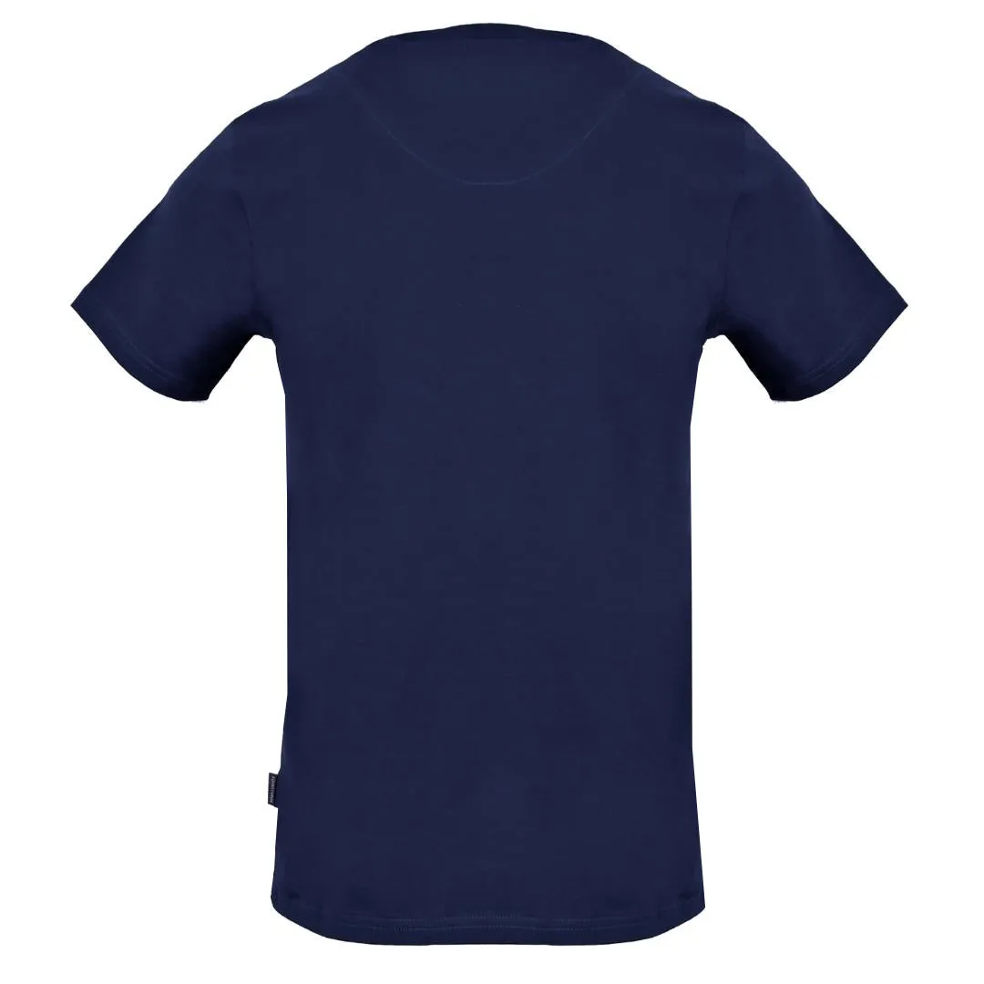 Aquascutum Circle Aldis Logo Navy Blue T Shirt