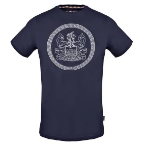 Aquascutum Circle Aldis Logo Navy Blue T Shirt