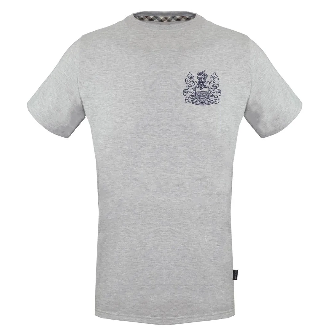 Aquascutum Stitched Aldis Logo Grey T Shirt