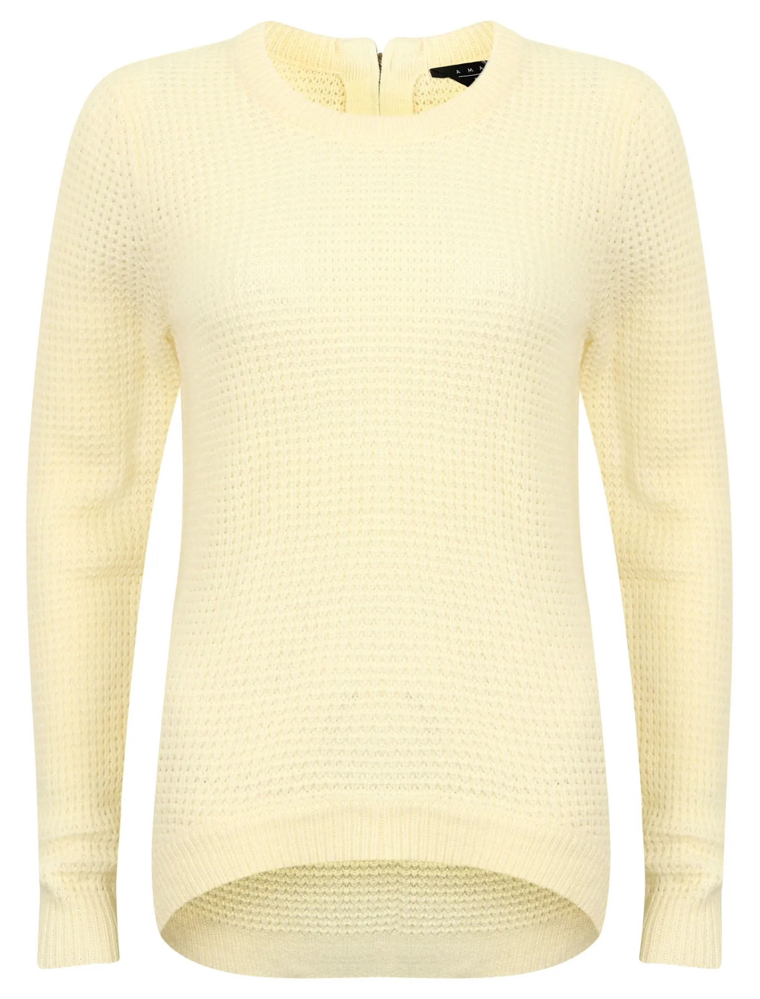 Ar Hockney Crew Neck Jumper with Curved Hem in Clean Cream - Amara Reya