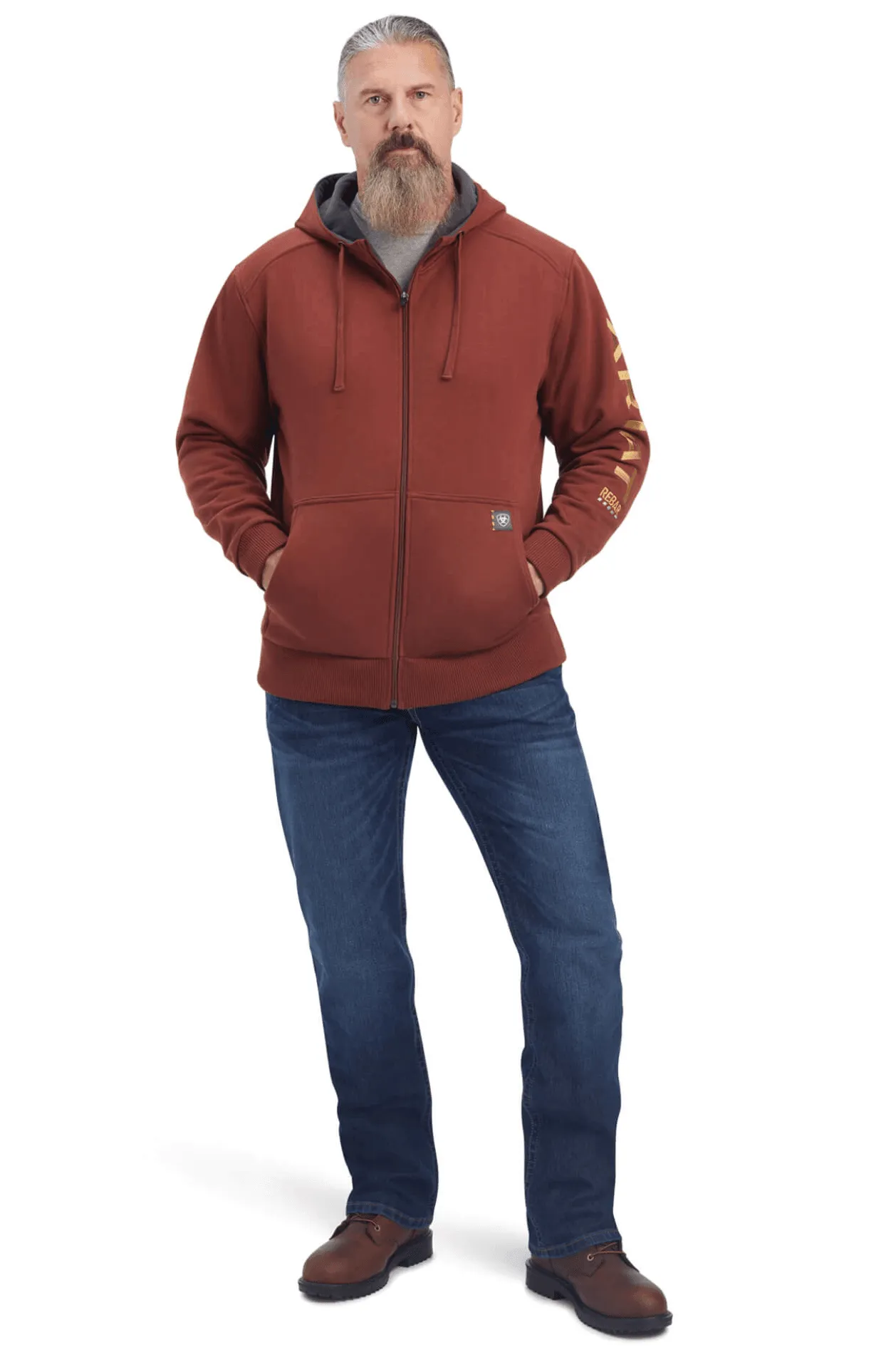 Ariat Men's Rebar Cherry Mahogany Zip Hoodie 10041626