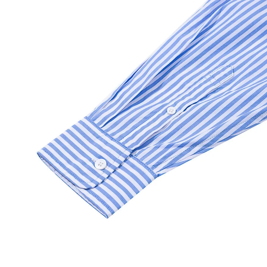 A[S]USL PATCHWORK FOUR POCKETS SHIRT-BLUE STRIPES