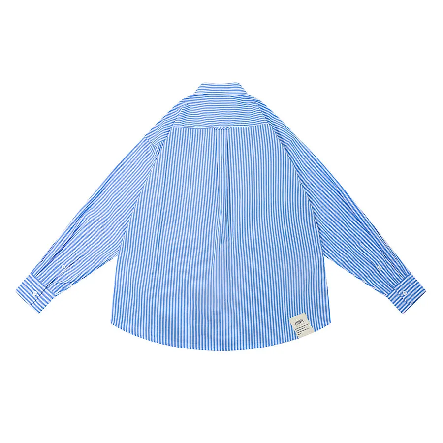 A[S]USL PATCHWORK FOUR POCKETS SHIRT-BLUE STRIPES