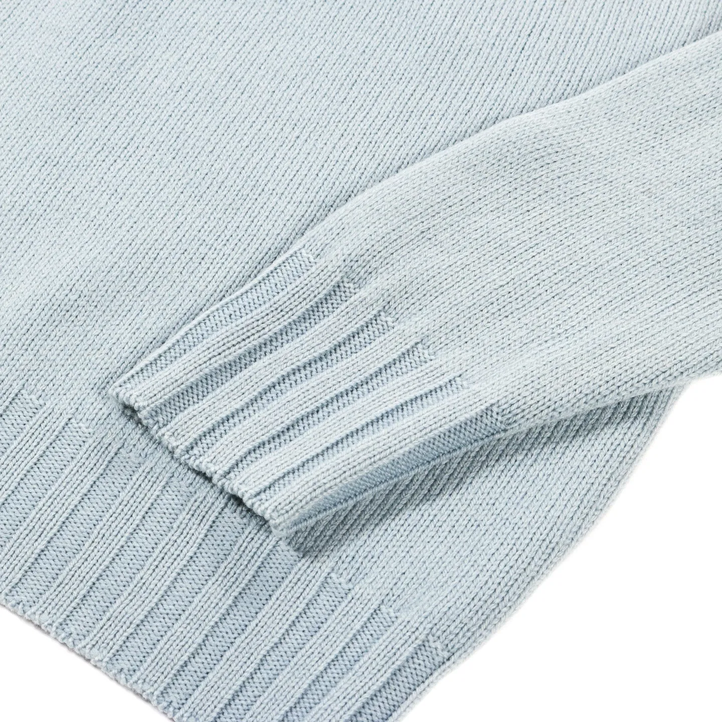 AURALEE WASHED FRENCH MERINO KNIT TURTLE LIGHT BLUE