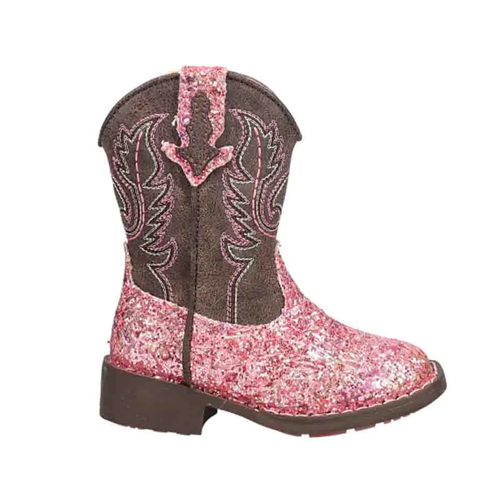 Aztec Glitter Square Toe Cowboy Boots (Toddler)