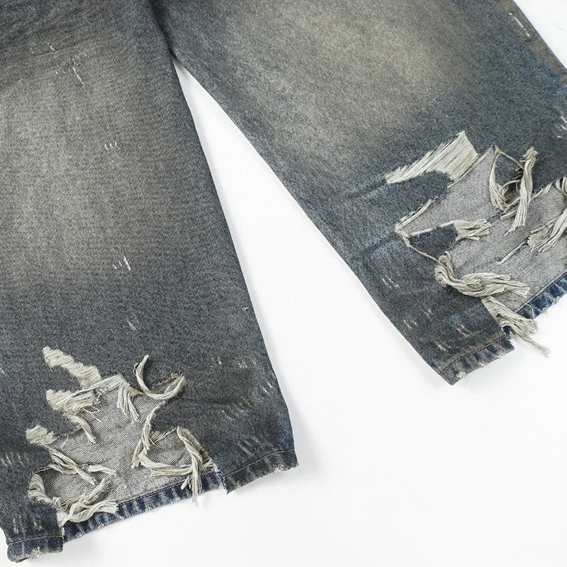 Balenciaga Mud Oil Spilled Denim Baggy Version In Blue