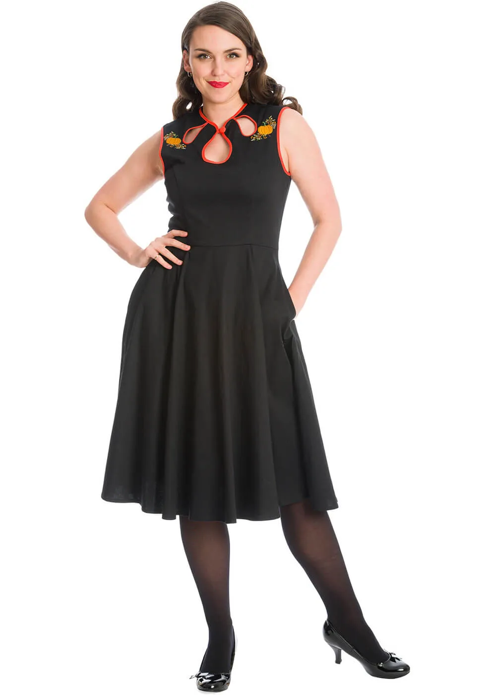 Banned Pumpkin Spice &amp; All Things Nice 50's Swing Dress Black