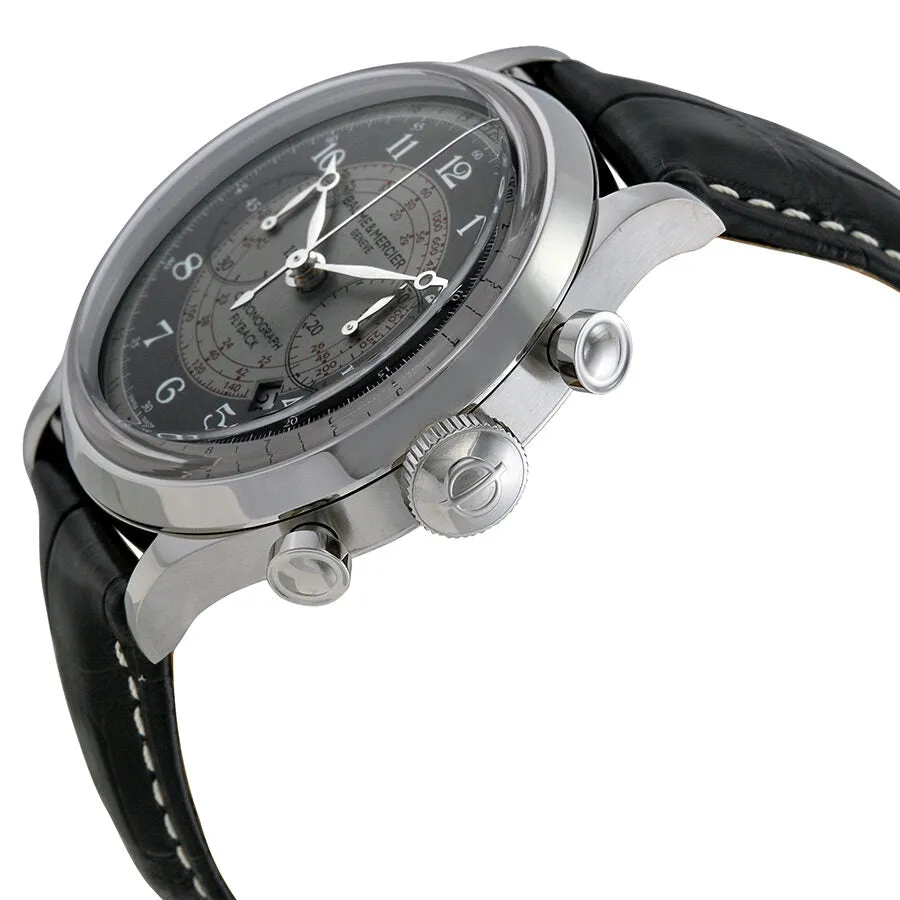 Baume and Mercier Capeland Flyback Chronograph Grey and Silver Dial Leather Men's Watch 10086