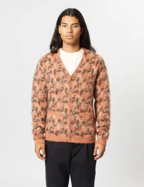 Beams Plus Jacquard Cardigan (Paisley) - Dusky Pink