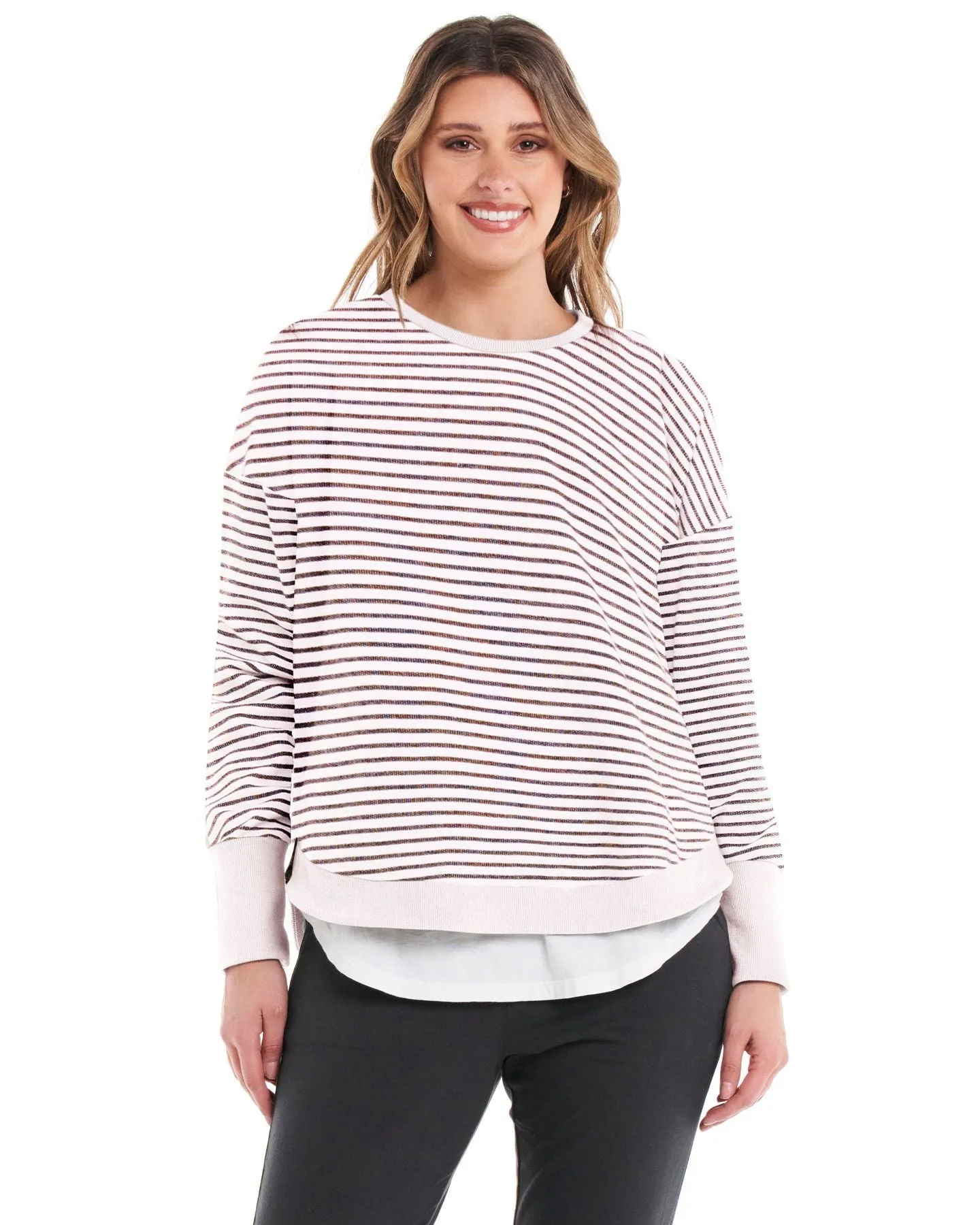 Betty Basics Lucy French Terry Sweat Awning Stripe