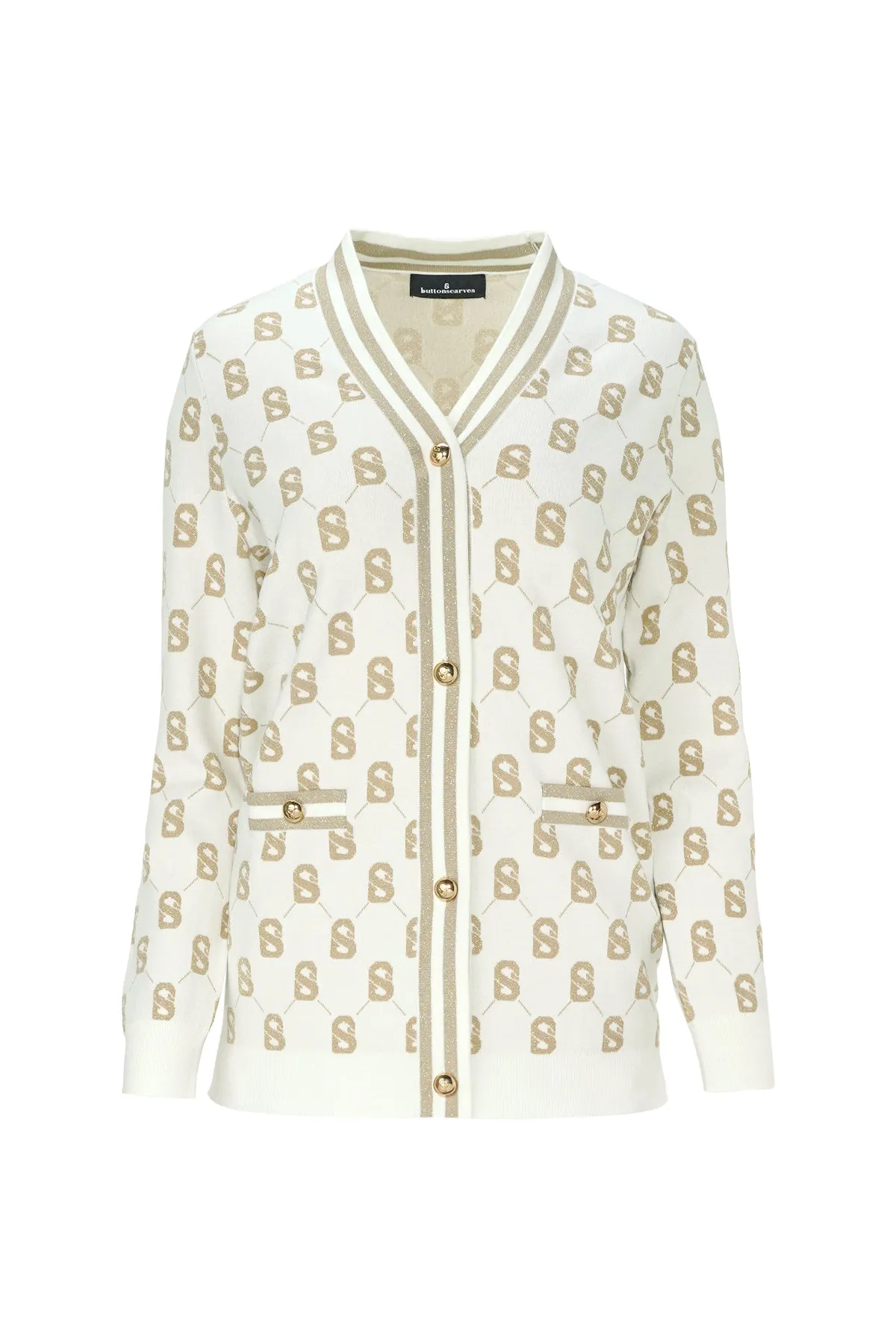 Blair Monogram Cardigan - White