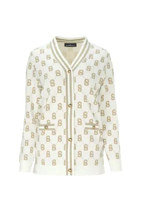 Blair Monogram Cardigan - White