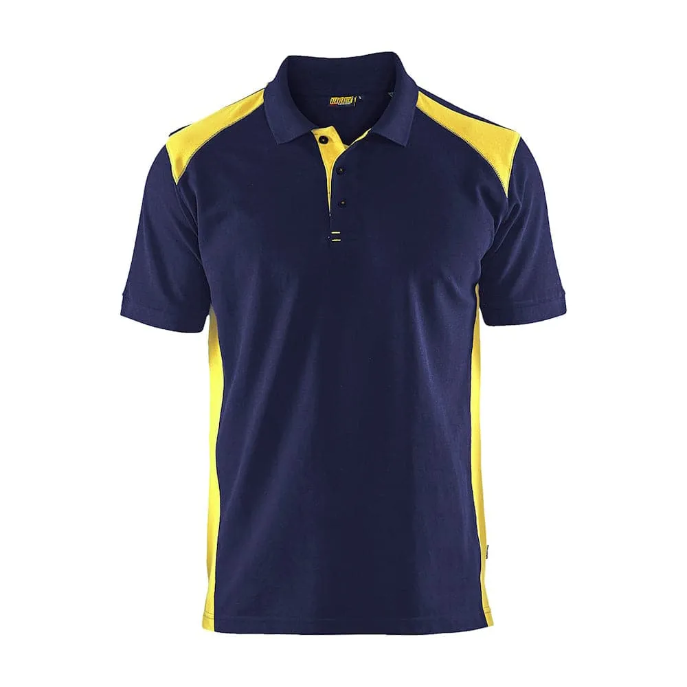 Blaklader 3324 Short Sleeve Polo Shirt Navy Blue / Hi-Vis Yellow