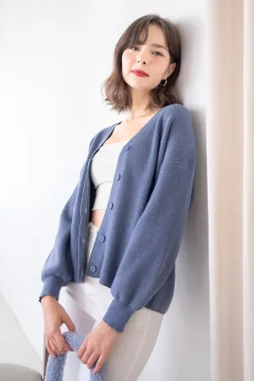 BLISSE KNIT CARDIGAN IN STEEL BLUE