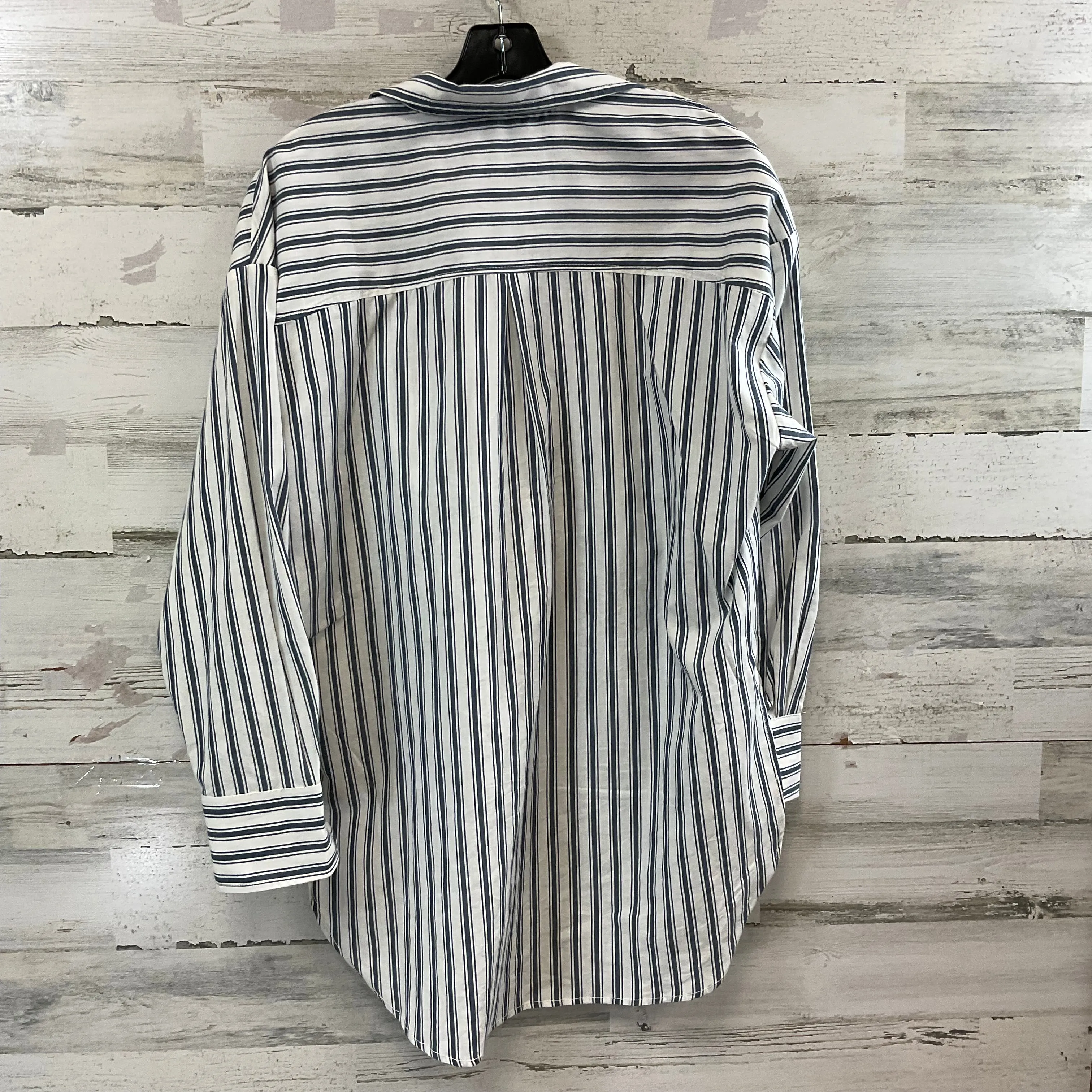 Blouse Long Sleeve By Maeve In Blue & White, Size: M