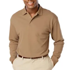 Blue Generation Tan Long Sleeve Pique Polo Closeout