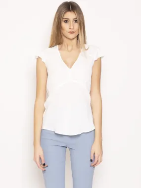 Blusa con Scollo a V Wurstel Bianco