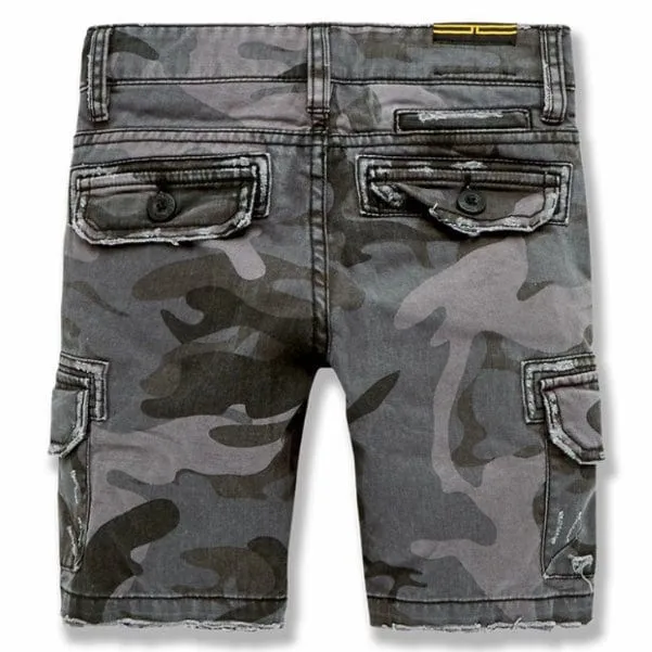 Boys Jordan Craig War Torn Cargo Shorts (Black Camo) 4453CB