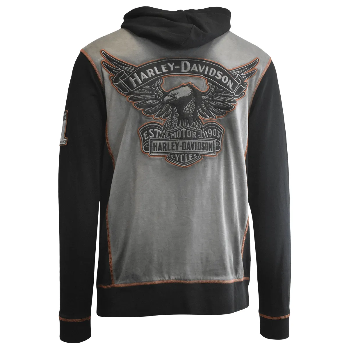 Branded  Men's Hooded T-Shirt Grey Wing Long Sleeve Raglan (S72)