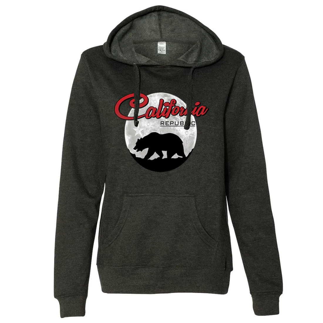 California Republic Full Moon Bear Ladies Lightweight Fitted Hoodie