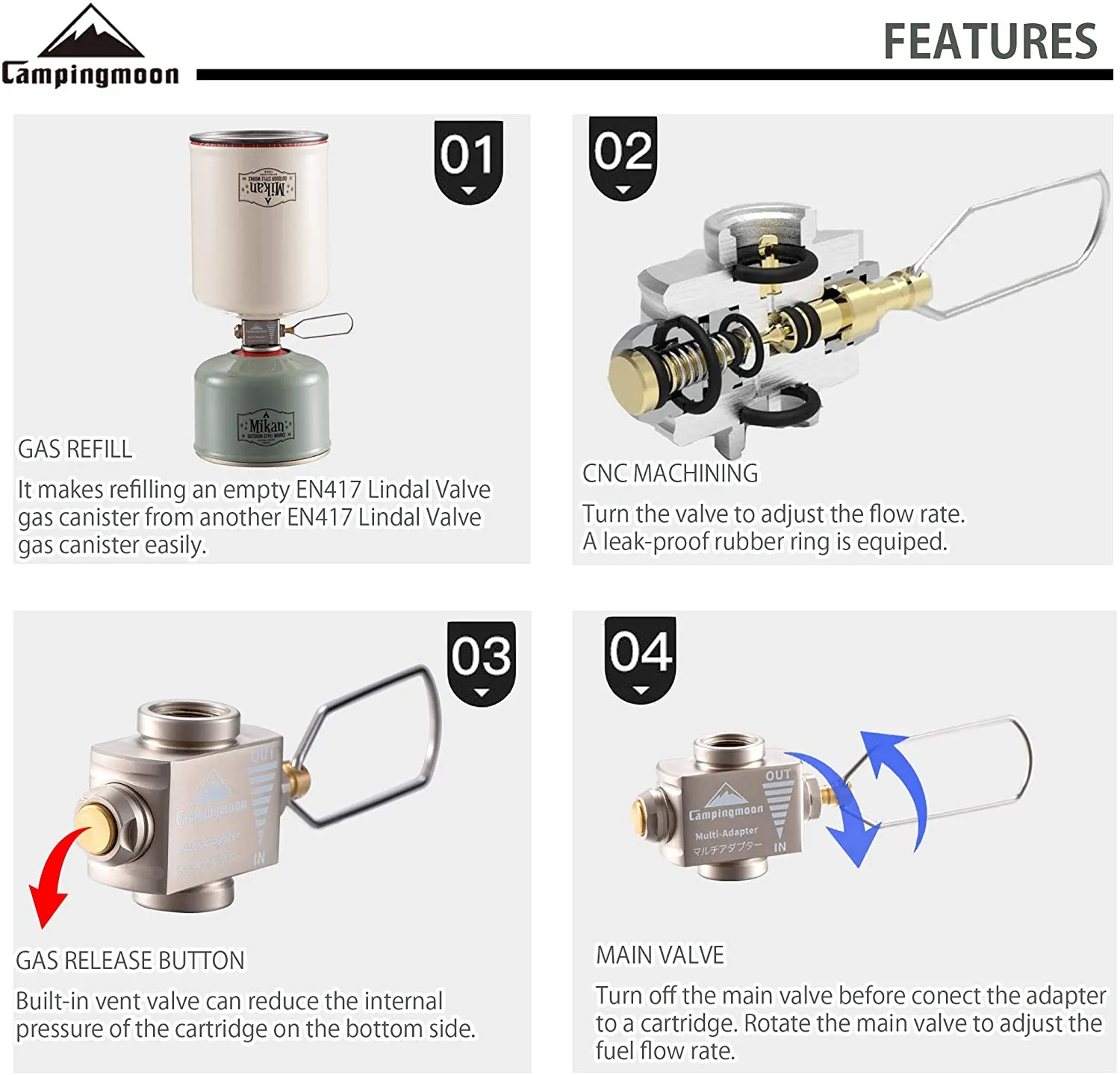 Campingmoon Gas Refill Adapter