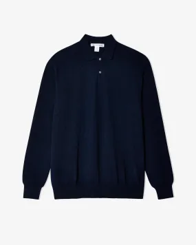 CDG Shirt - Men's Long Sleeve Knit Polo - (Navy)